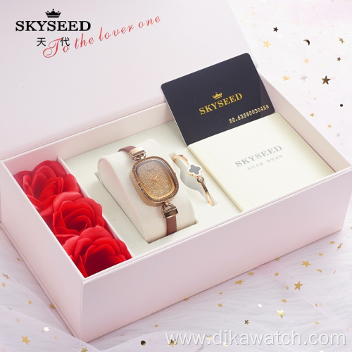 SKYSEED small and simple female watch with diamonds